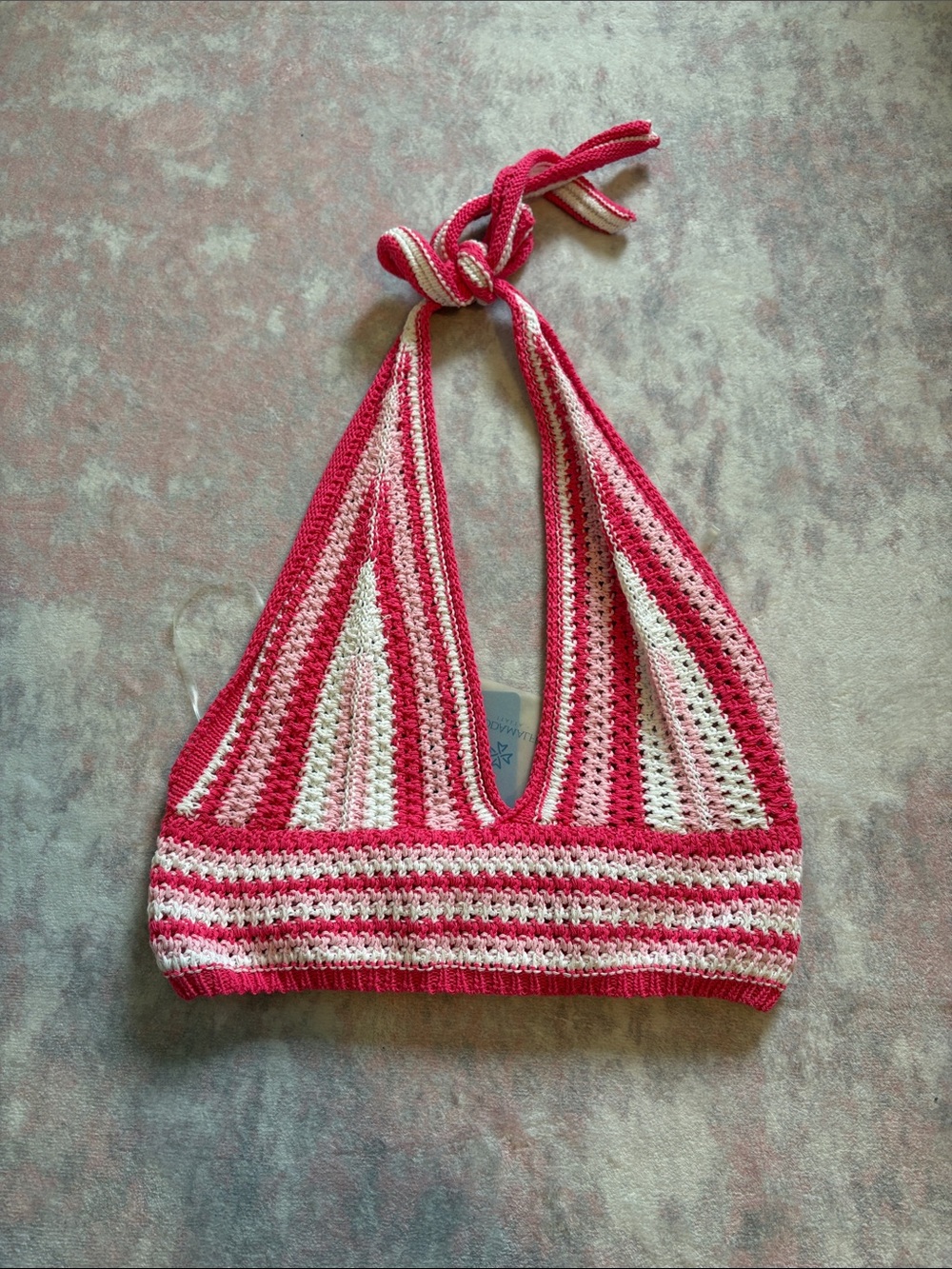 Handmade Pink Stripe Crochet Halter Top